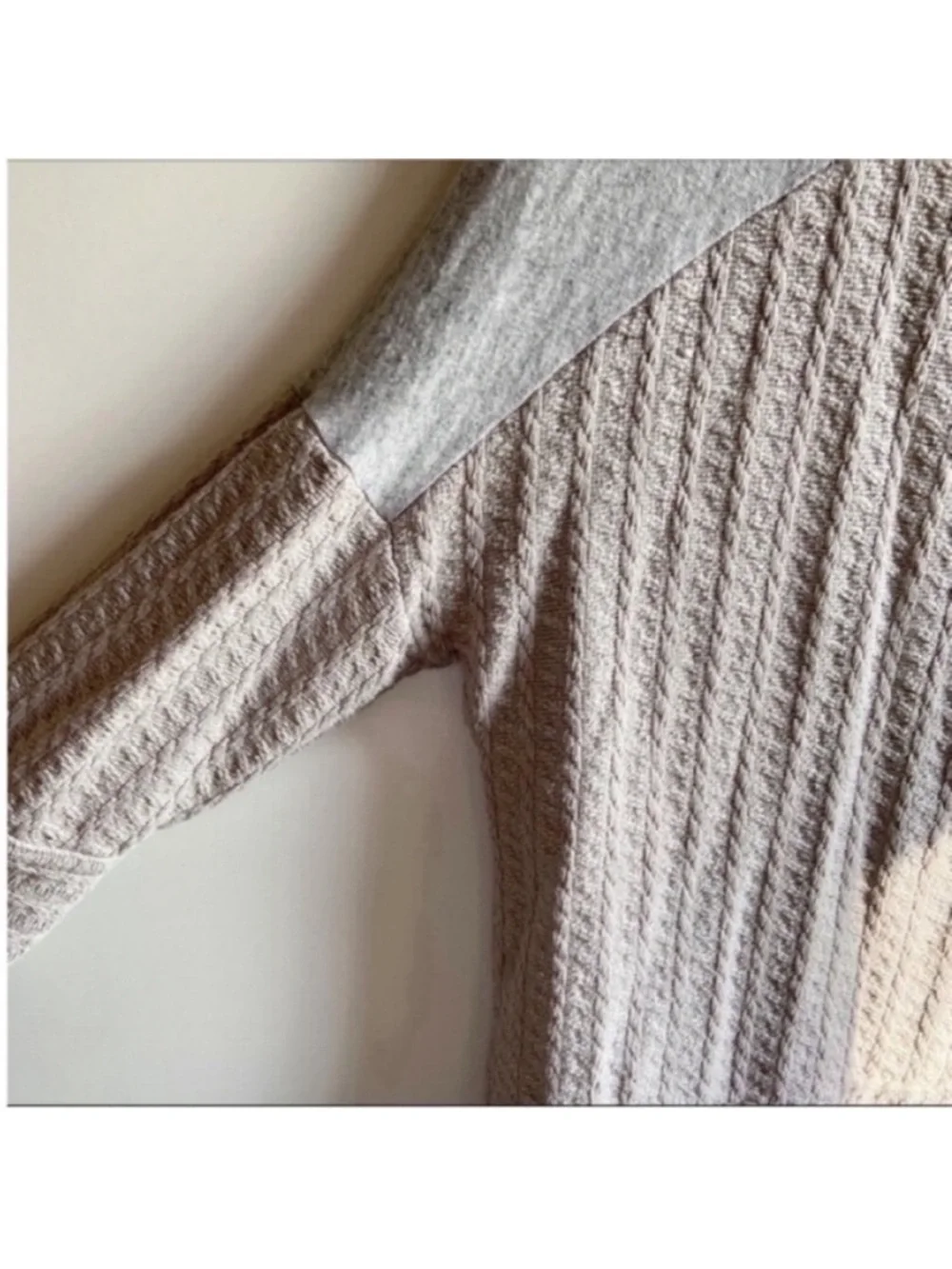 Lucky Brand sweater gray cable knit relaxed fit - Picture 3 of 8